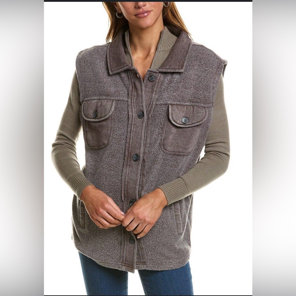 Vintage Havana Reverse Fleece Button-Up Vest